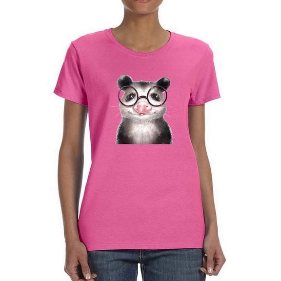 Opossum With Glasses Shaped T-Shirt Women -Image by Shutterstock, Female 3X-Large