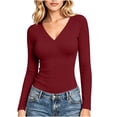 thumbnail image 3 of Women Shirts Long Sleeve Tops V Neck Lightweight Fashion Undershirts Basics Tops, Slim Fit, Base Layer, Thermal Underwear, Stretchy Fit, Casual Wear, 3 of 9