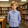 thumbnail image 7 of Fozruso Striped Button-Down Shirts for Boys Long Sleeve Collared Dress Shirts for Toddler and Kids, 7 of 7