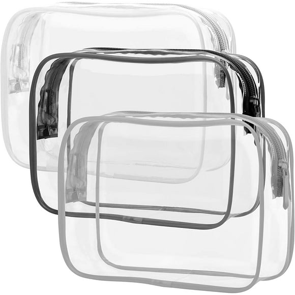 SHIQI-TSA Approved Toiletry Bag, Clear Makeup Bag Waterproof Quart Size Bag, Travel Makeup Cosmetic Bag for Women Men, Carry on Airport Airline Compliant Bag, 3 Pack