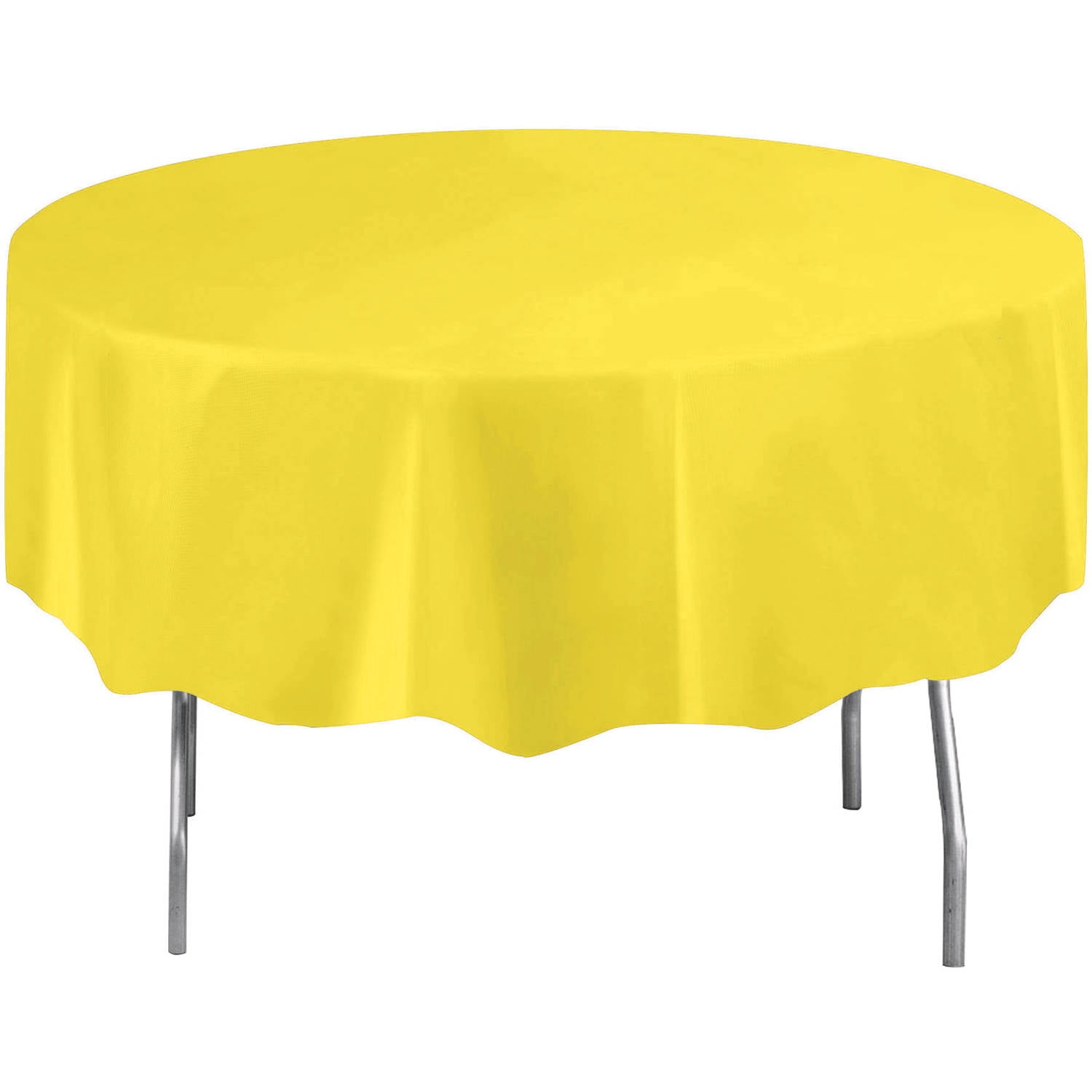Neon Yellow Plastic Party Tablecloth, Round, 84in