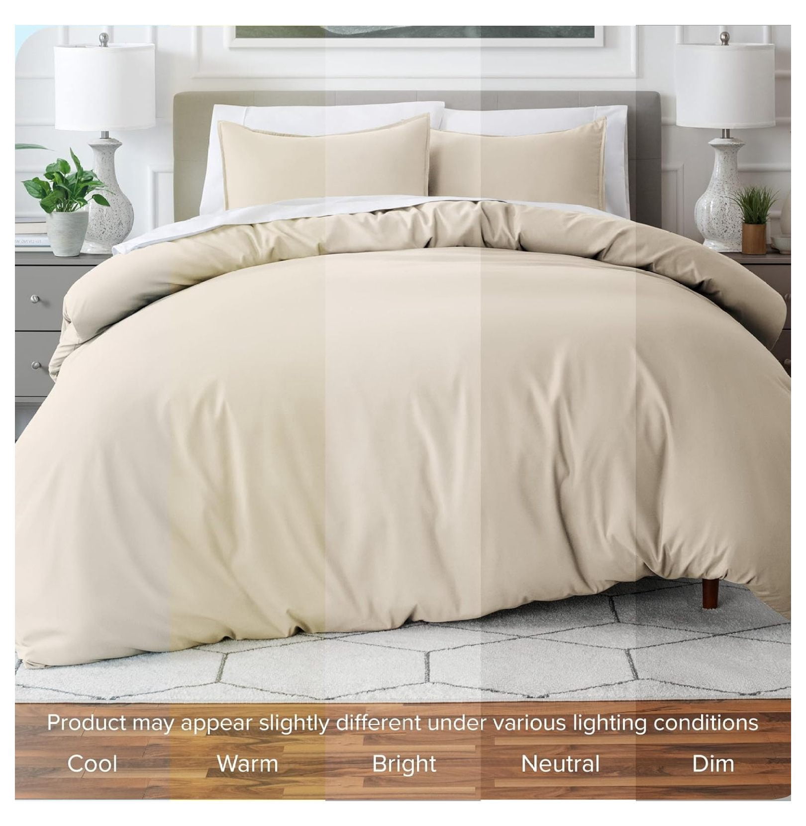 Bedding Duvet Cover Oversized Queen - Premium 1800 Super Soft Collection - Lightweight, Cooling - Soft Breathable Bedding Duvet Cover (Oversized Queen, Sand)