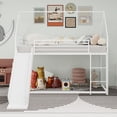 thumbnail image 2 of Lit Demi-Hauteur pour Enfants avec Glissade, Lit de Jeu, Lit Intégré de Rangement pour Divertissement de Chambre, Taille de Matelas Convenable : Taille Simple, Blanc, 2 of 11