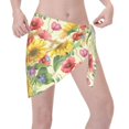 thumbnail image 2 of Wukai Sunflower Cornflower Poppy Women’s Short Sarongs Beach Wrap Bikini Bottom Short Skirt Chiffon Scarf for Swimwear, 2 of 4