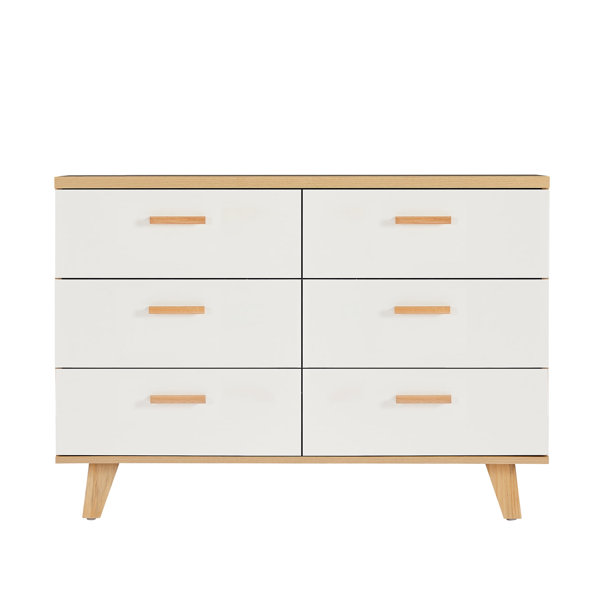 Kadyn Chest of Drawer, 6 Double Drawer Dresser for Bedroom, Modern Storage Cabinet for Living Room, White Nursery Dresser