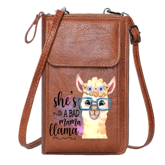 OIDERY Phone Bags for Women Zipper Womens Wallet Playful Design Cartoon Llama Floral Crown Perfect for Printed Present Graduation Student
