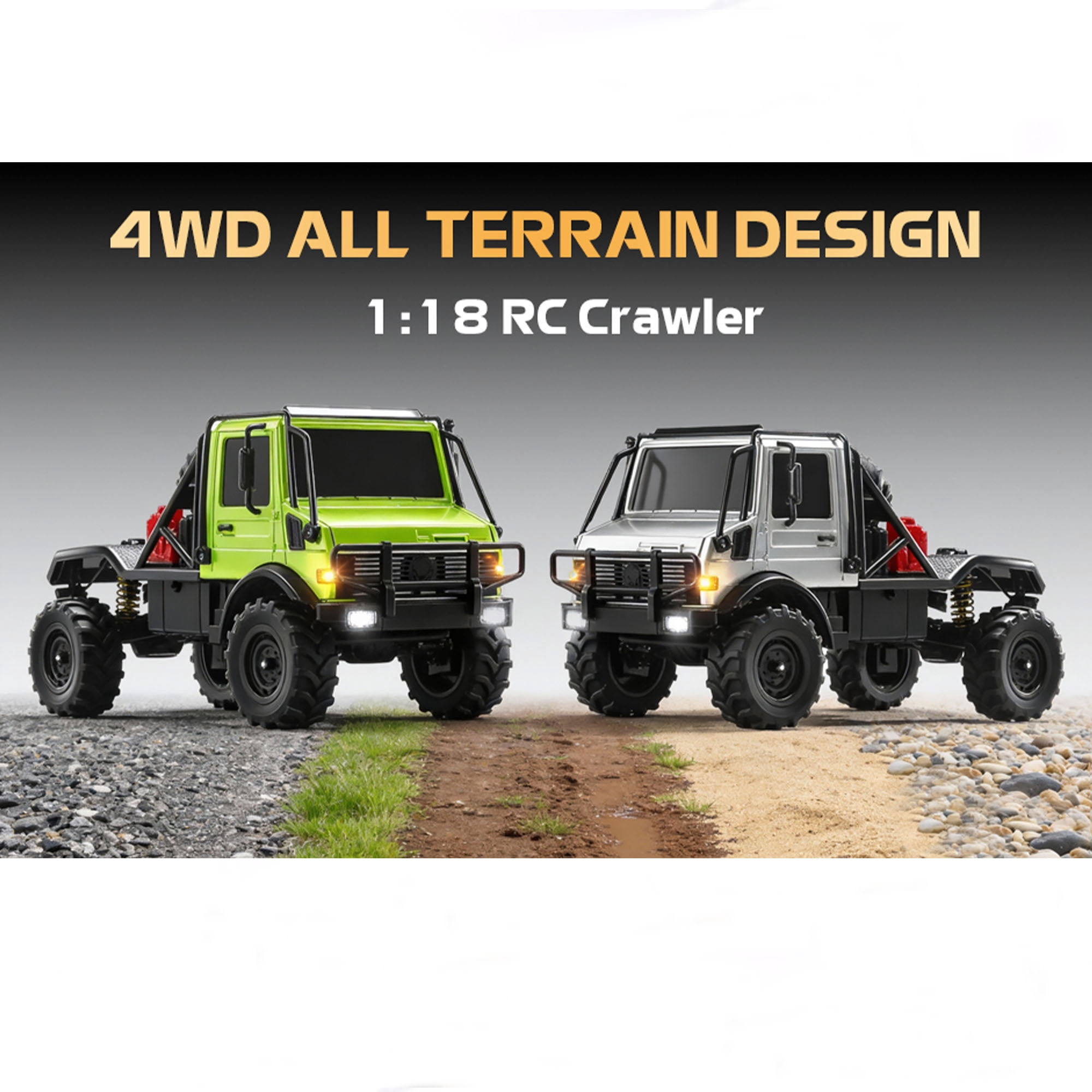 1/18 RC Semi-Truck for Adults, MN-333 Unimog Off-Road RC Rock Crawler, 4WD RC Truck RTR Transport Car Alloy Model for Hobby Toy Gifts (Green)