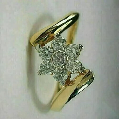 14K Yellow Gold Plated 2Ct Round Cut Simulated Diamond Women's Engagement Ring