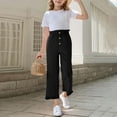 thumbnail image 2 of Juslio Girls Pants Solid Casual Elastic Waist Harun Pocket Loose Linen Pants, 2 of 8
