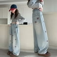 thumbnail image 2 of RUTAYY Toddler Girls Loose Pants Wide Leg Baggy Jeans Elastic Waist Denim Pants Casual Trousers With Pockets Lovely Infants Pants, 2 of 9