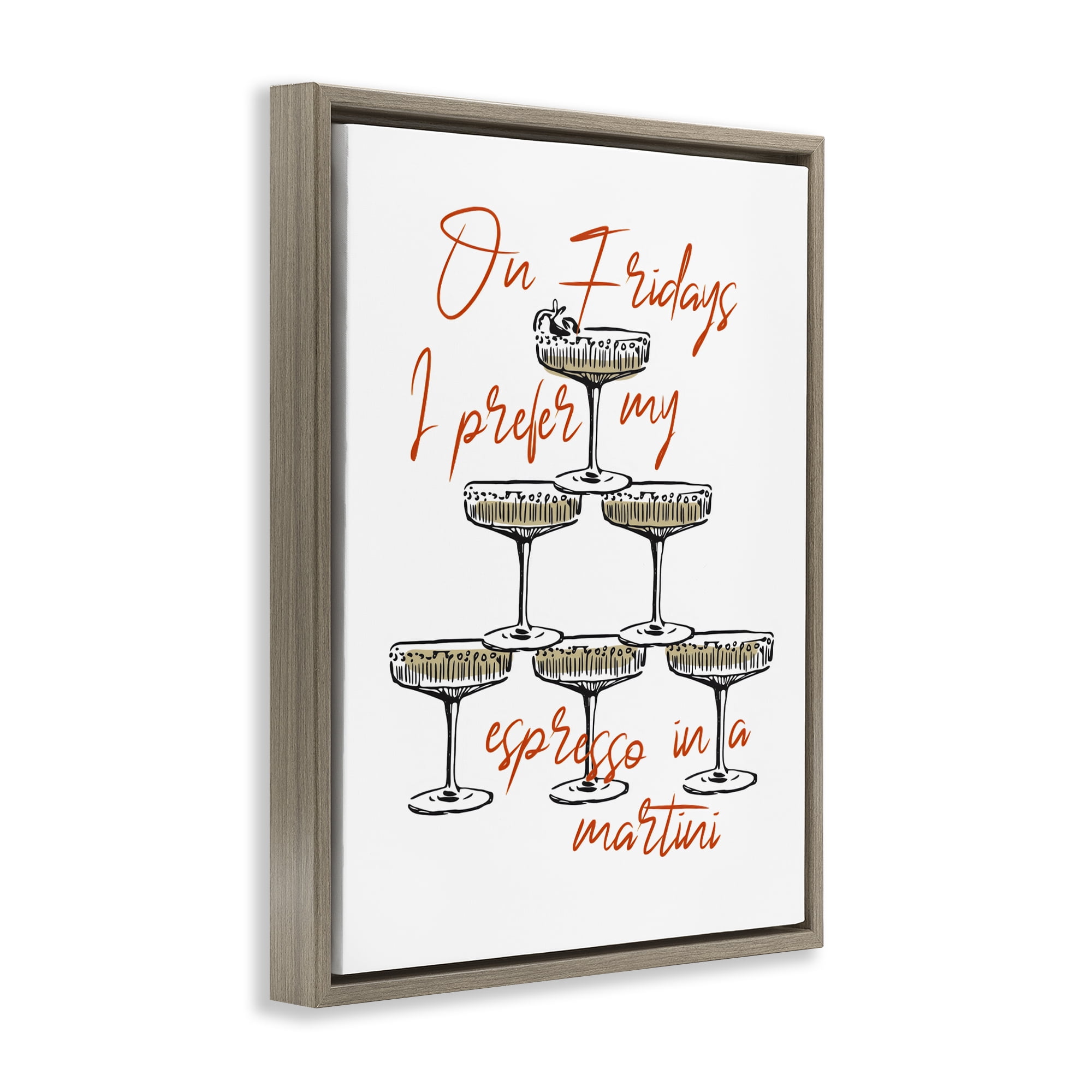 Stupell Industries On Fridays Espresso Martini Brown Framed Floater Canvas Wall Art, design by The Prints Vibe