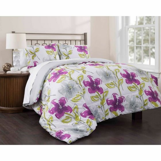 East End Living Dream Garden 3Piece Bedding Duvet Set, Purple