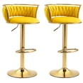 thumbnail image 3 of UIXE 360° Swivel Bar Stools Velvet Upholstered Adjustable Bar Chairs Set of 2 with Back & Footrest for Home and Kitchen, Yelloe, 3 of 6