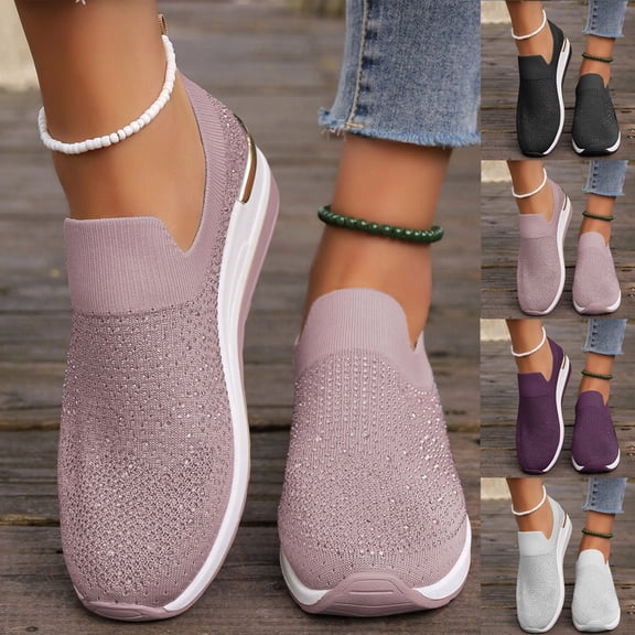Hurxie Womens Slip On Walking Shoes-Lightweight Comfort Breathable Travel Slip in Sneakers White 40