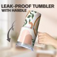 thumbnail image 5 of 20oz Stainless Steel Insulated Cup Bohemian, Travel Mug with Handle & Straws, Leak-Proof Lid, Perfect Bohemian Design Present, 5 of 5