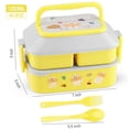 thumbnail image 4 of Stackable Bento Box Lunch Box, 3 Compartment Snack Bento Box with Handle, BPA Free Bento Lunch Box with Utensils, Lunch Box Container (Yellow, L), 4 of 5