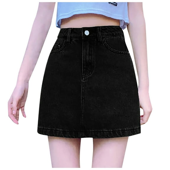 JIKNTTR Jean Shorts for Women Ladies Denim Half Length Plus Size Skirt Trendy Shorts Streetwear