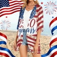 thumbnail image 5 of JULMCOMO 4th of July Lightweight Cardigans for Women Red White Blue Half Sleeve Patriotic Kimono Cover Ups Summer Tops Vermilion M, 5 of 6