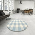 thumbnail image 3 of Ahgly Company Indoor Round Contemporary Light Steel Blue Checkered Area Rugs, 7' Round, 3 of 6