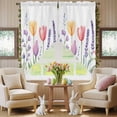 thumbnail image 5 of Swag Curtains Valances for Windows, Pastel Watercolor Floral Short Kitchen Window Curtains Over Sink, Tulip Flower Pink Yellow Purple Cafe Curtains Panel Set Of 2,Rod Pocket, 36 Inches Length, 5 of 9