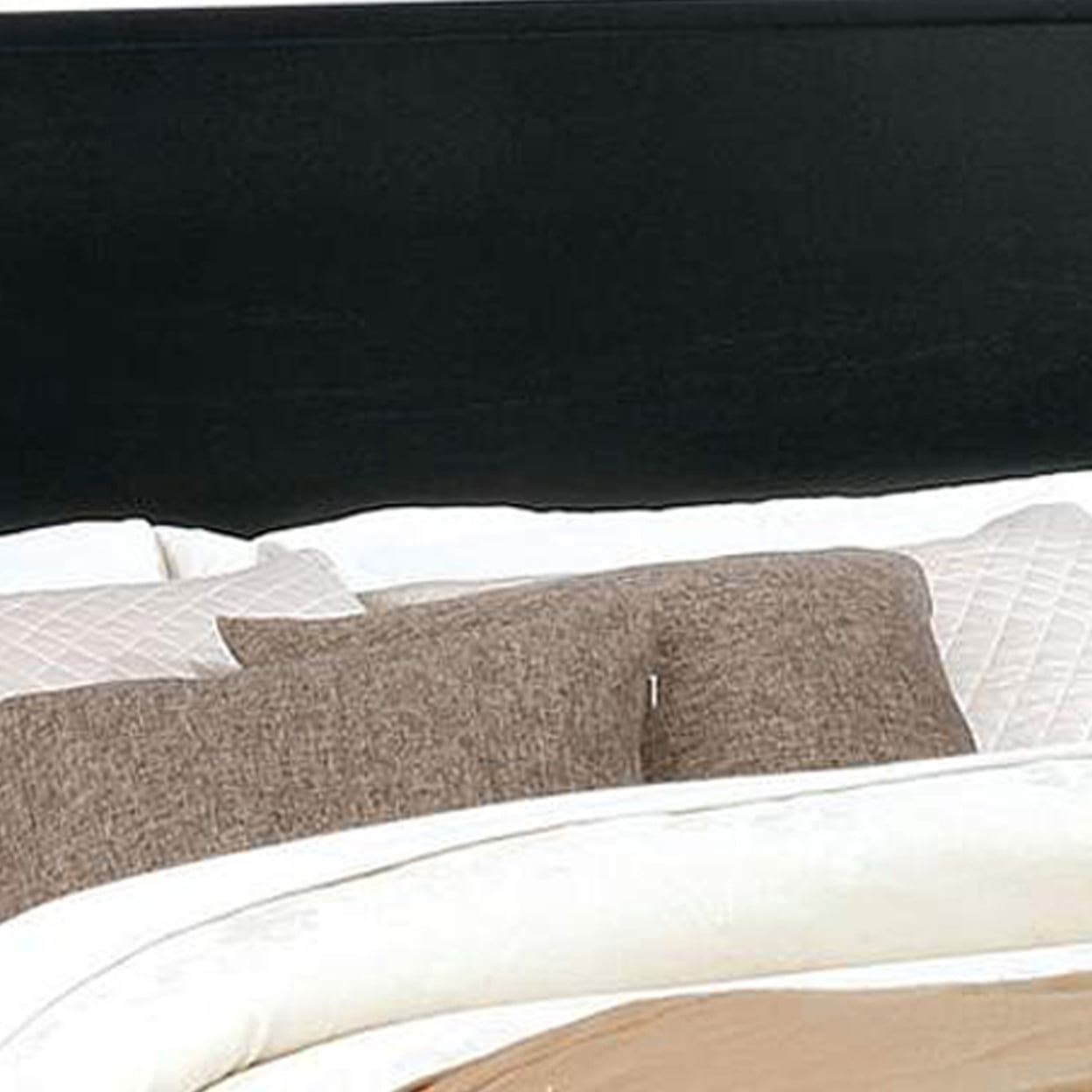 Wooden California King Size Bed with Panel Headboard Black - Saltoro Sherpi
