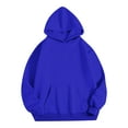 thumbnail image 3 of Oversized Hoodies with Pocket Women Cotton Plain Pullover Hooded Sweatshirts Sweater Long Sleeve Fleece Lined Tops (XL, Blue), 3 of 5