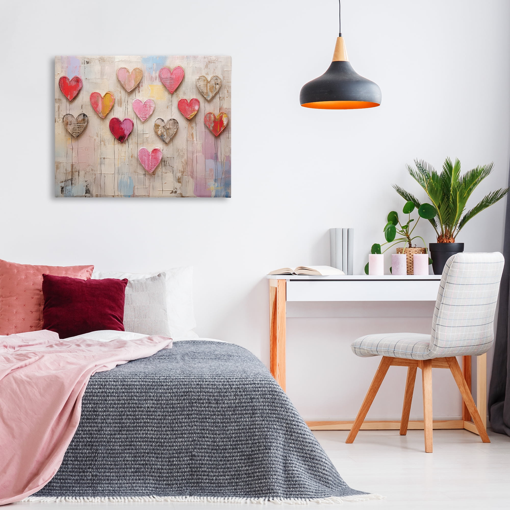 Stupell Industries Playful Love Hearts Collage Abstract Painting Wrapped Canvas Art Print Wall Art, 40 x 30