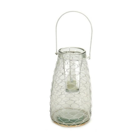 UPC 762152842357 product image for Set of 4 Clear Hanging Glass Tea Light Holders with White Wire Netting 10.5 | upcitemdb.com