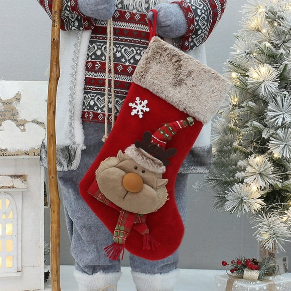 MAOWAPLG名 Christmas Stocking, 19.6 Inch Personalized Christmas Stocking With Santa Claus, Snowman, Reindeer, Suitable For Home Holiday Christmas Party Decoration