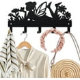 thumbnail image 1 of Perchero de metal con diseño de flores silvestres de hadas y mariposas, de 9,8 x 4,7 pulgadas, para colgar en la pared, con 5 ganchos., 1 of 9