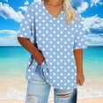 thumbnail image 5 of Xdegoge Plus Size Tops for Women Dressy Casual Short Sleeve Summer Shirts Oversized V Neck T Shirt Loose Fit Tunic Blouses Fashion Printed Graphic Tees, 5 of 6