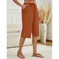 thumbnail image 6 of Capri Pants for Women Comfy Casual Drawstring Waist Lightweight Pants Button Trousers With Pockets, Brick Red, XL, 6 of 9