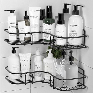 2x Heavy Duty Kitchen Bathroom Wired Corner Shower Caddy Holder Strong Suction