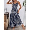 thumbnail image 4 of Vestido Largo Casual Con Estampado Azul Marino Para Mujer, 4 of 30