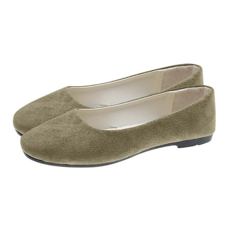 

On Clearance! KOKOI Women Ladies Slip On Flat Shoes Sandals Casual Square Head Loafers Shoes Flats Walking Shoes Comfortable Sandals for Ladies Light Green/9.5