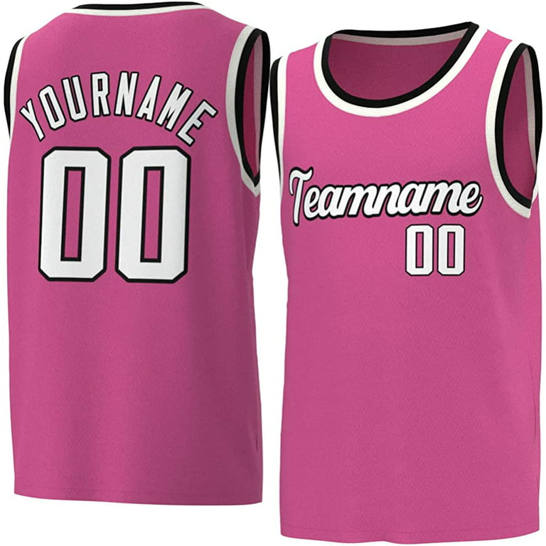 Custom Team Orange Basketball Authentic Pink Throwback Jersey Black