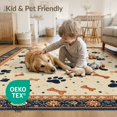 thumbnail image 4 of ODIKA 8'x10' Washable Area Rug Non-Slip Chair-Friendly Mat Print Paws Boho Scattered Bones Spotted Details Alfombra Para for Dining Room, Large Office, Lounge, 4 of 7