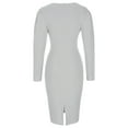 thumbnail image 6 of LYXSSBYX Long Sleeve Dresses Fashion Womens Sexy Solid Zipper Long Sleeve V- Neck Regular Dress, 6 of 9