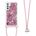 thumbnail image 3 of Long Crossbody Lanyard Clear Case for Samsung Galaxy A54 5G with Adjustable Neck Strap, Glitter Sparkly Bling Quicksand Phone Cover Cases for Samsung Galaxy A54 5G QKG Rose Gold, 3 of 14
