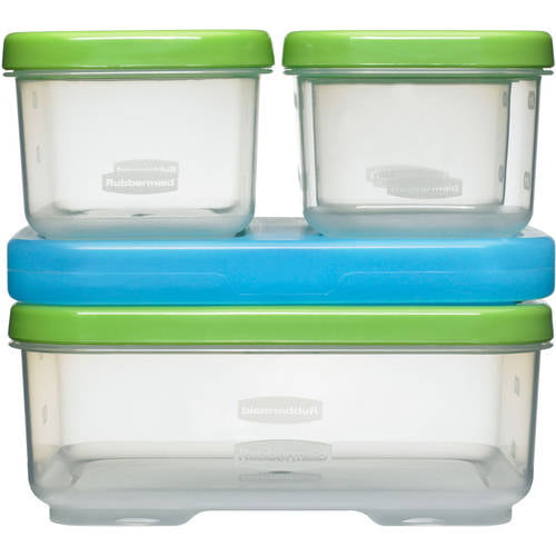 Rubbermaid Lunch Blox Sandwich Kit w/ Side & Snack Containers w/ Blue Ice7P94 