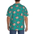 thumbnail image 3 of Rateoe Starfish and Shell Pattern Men's Short Sleeve Classic Shirt, Casual Short-Sleeved Shirt, Lightweight Summer Shirt, Cuban Collar Shirt,Button-Front Shirt-Small, 3 of 5
