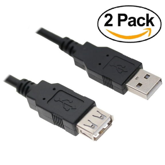 Cable Builders [2-PACK] USB Male to Female Extension Cable (6FT x 2 Cables) High Speed USB 2.0 Type A Male to Type A Female