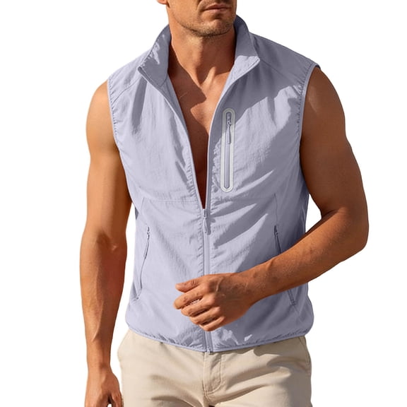 SHTXOZHI Mens Breathable Vests Plus Size Sleeveless Casual Outdoor Jackets Workout Sport Tops with Zipped Pockets