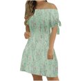 thumbnail image 2 of LOVZFMLL Robe pour Femmes Mode Été Aguichant à Épaules Dénudées Manches Courtes Imprimée avec Poches Vert G, 2 of 5