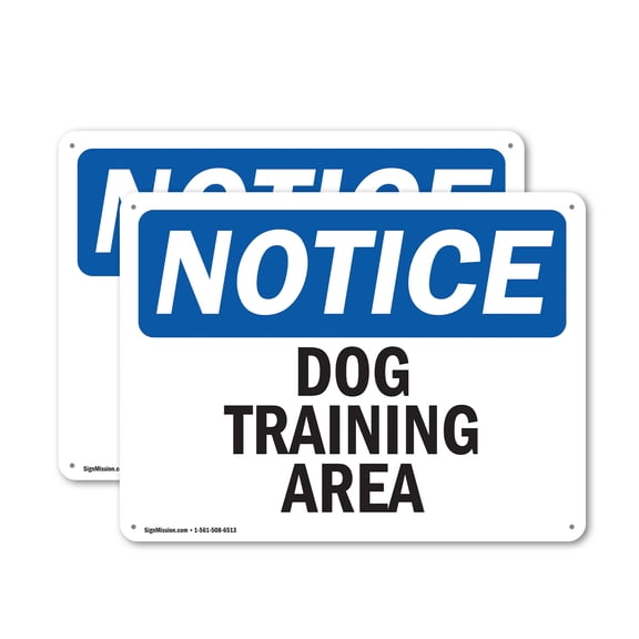(2 Pack) Dog Training Area OSHA Notice Sign 14 Inch X 10 Inch Indoor / Outdoor Rust-Free Aluminum Metal Signs for Workplace, Workshop, and Construction Site, Made in the USA