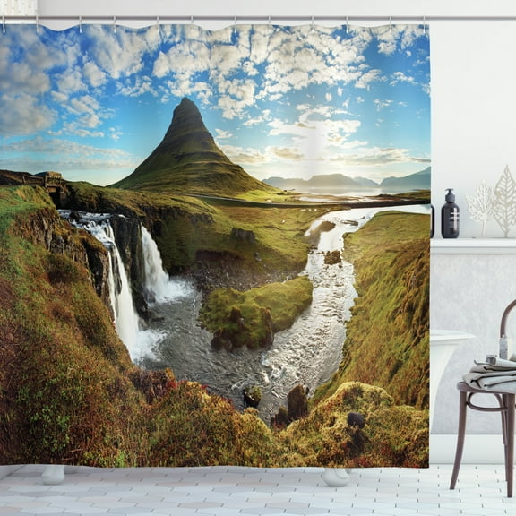 Ambesonne Iceland Shower Curtain, Vivid Countryside Photo, 69"Wx70"L, Multicolor