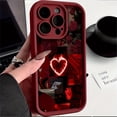 thumbnail image 1 of Personalized Burgundy Aesthetic Heart Pattern Embossed TPU Soft Shockproof Waterproof Phone Case for iPhone, 1 of 5