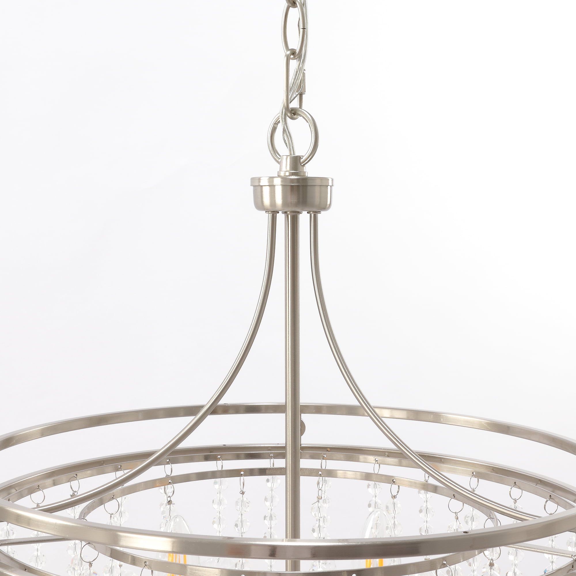 4 Light Chandelier Modern Crystal Chandeliers Lighting Pendant Ceiling Lights Fixture Lamp for Dining Living Room, Nickel