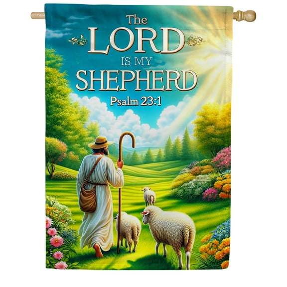 America Forever Bible Verse House Flag, 28 x 40 inch Double Sided, Psalm 23:1 The Lord is My Shepherd, Christian Quotes Religious Scripture Outdoor Decor, Holiday Outside Decorations Yard Flag
