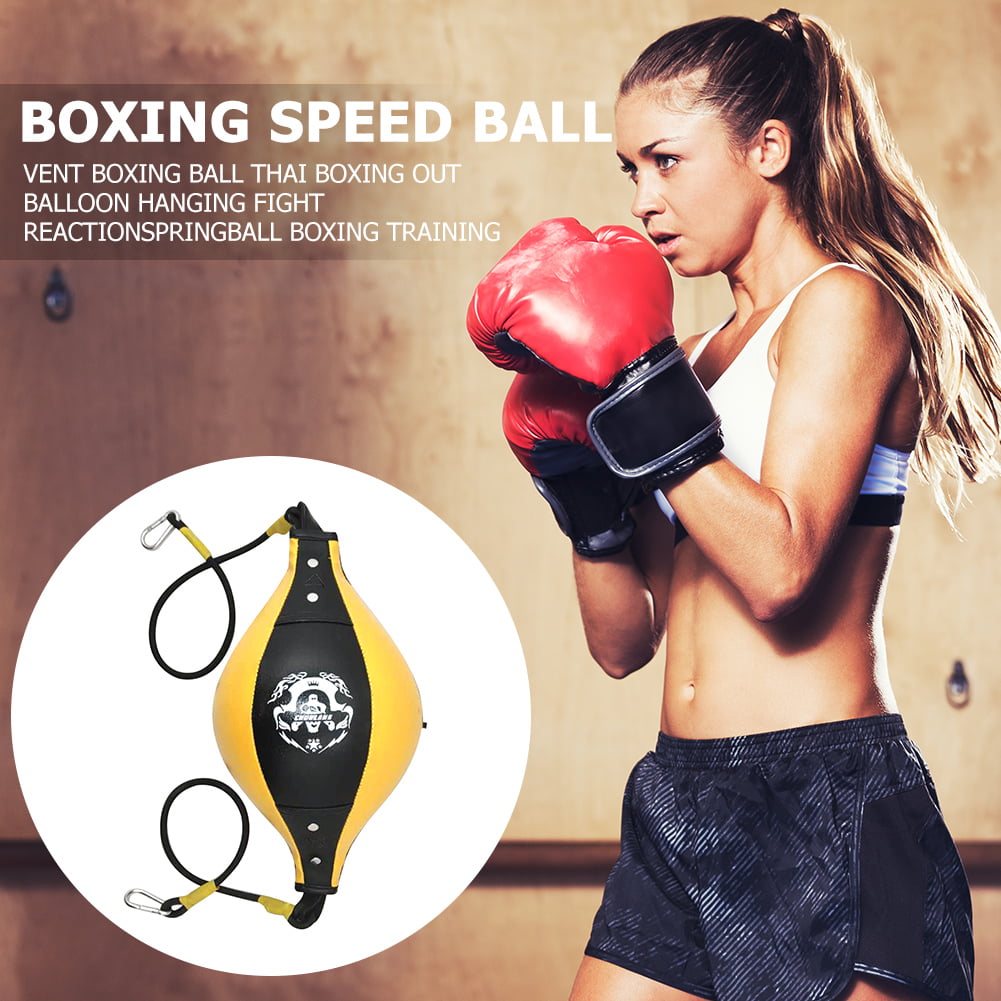 Double End Boxing Dodge Speed Ball Floor to Ceiling Punching Bag Yellow